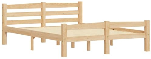 vidaXL Cadre de Lit, Lit Double avec Sommier à Lattes, Lit Adulte, Meuble de Chambre à Coucher, Moderne, Bois de Pin Massif 140x200 cm
