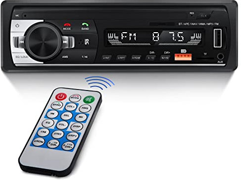 NHOPEEW Bluetooth-Stereo-Autoradio mit doppeltem USB-Anschluss, FM, TF, EQ, AUX-Eingang, 1-DIN-Autoradio, MP3-Player mit Bluetooth-Freisprecheinrichtung und 7-farbigen Lichtern