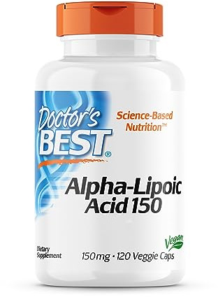 Doctor's Best, Alpha-Lipoic Acid (Ácido Alfa-Lipoico), 150mg, 120 Cápsulas veganas,Testadas en Laboratorio, Sin Gluten, Sin Soja, Vegetarianas
