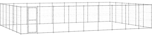 vidaXL Hundgård för utomhusbruk galvaniserat stål 65,34 m²