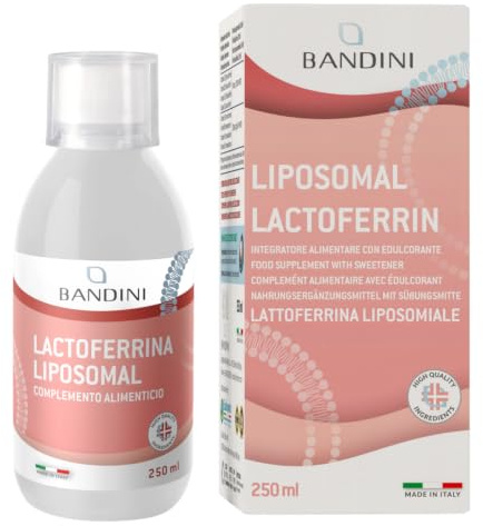 Bandini® Lactoferrin liposomal | 200mg Liposomales Laktoferrin je Dosis | 10 ml/Tag Flüssig | Für Eisenaufnahme & Immunsystem | Kolostrum-Bestandteil | Hochdosiert, ohne Zusätze, laborgeprüft | 250ml