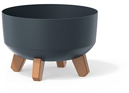 Prosperplast Macetero Color Antracita, con Patas Desmontables, Redondo, colección Gracia de 23,5 x 23,5 x 15,5 cm, Capacidad de 3,8 L.
