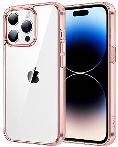 JETech Cover per iPhone 14 Pro Max, Anti-Ingiallimento, Oro Rosa | Protezione Antiurto, Retro in PC Rigido Antigraffio, Custodia Bumper TPU Trasparente Resistente
