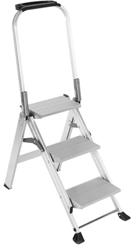 Yvan Step Ladder Pro with Tool Platform, Aluminum Folding 3 Step Stool with Non-Slip Wide Pedal, Rubber Feet, Lightweight Multi-use Ladder for Household and Office,500lbs Capacity
