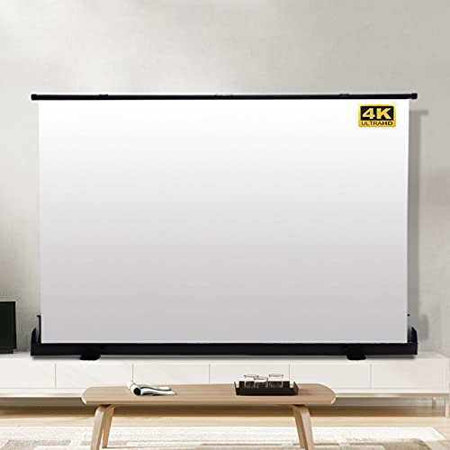 ZEELYDE Projector Screen, 100-inch 16:9, Optical White Matte, Manual Pull Up, Floor-Standing, for Indoor/Outdoor Home Theater & Office