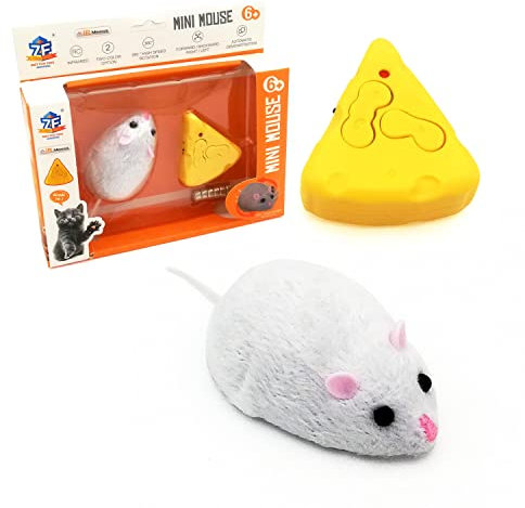 Gosyfeti Remote Control Mouse Toy, Electric Small Mice, RC Rat Animal Toy Cat Indoor, Practical Joke Trick, Kid's Children's Funny Birthday Gift (White)