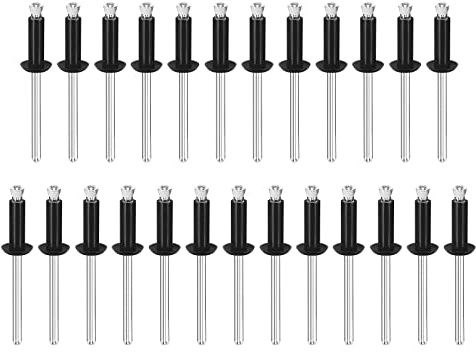 sourcing map 25Stk Nylon Blindnieten 3/16x9/16 (4.8mmx14.4mm) Niete Verschluss für PC Brett Stoßfänger Verkleidung Paneel Halterung Schwarz