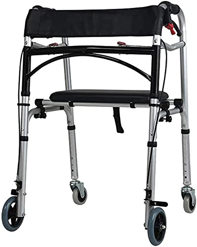 Bsetain Rollator Walker Seniors Indoor Rollator Walking Frame Folding Lightweight 4 Wheels Aluminium Mobility Walker Rollator with Hand Brake Waterproof Soft Seat