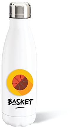 Bouteille d’Eau Basket Sport 500ml Aluminium Gourde Réutilisable Ecologique. Idée Cadeau Original Humour pour Homme Femme Enfant Ami Collègue Utile Anniversaire Noël