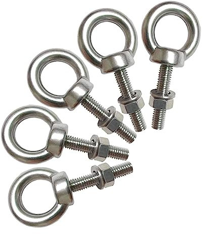 AIVOOF Shoulder Eye Bolt, M6 Stainless Steel Eye Bolts1.2 Heavy Duty EyeBolts Screws, 5 PCS M6 (Thread Length 30mm), Accessories Include Nuts and Washers Set