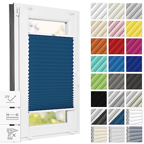 Estika Estor Plisado Thermo sin Agujeros, oscurecimiento 75 cm x 100 cm, Panal: Beige, Soporte de sujeción irrompible, Opaco, Plisado