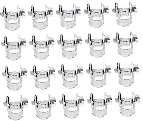 Housoutil 20pcs Adjustable Hose Pipe Clip Fuel Hose Clamp Zinc Plated Iron for Fuel Injection and Line