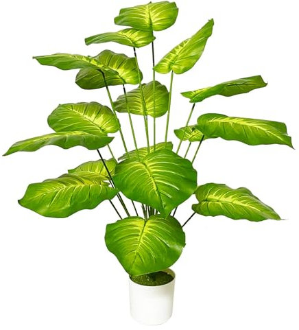 Zelihrdu künstliche Pflanzen Groß Palme Kunstpflanze im Topf Seidenblumen Seidenpflanzen Büropflanze Fake Bäume Plant für Drinnen Draußen Haus Garten Moderne Dekoration (75cm Gelbe Palme)