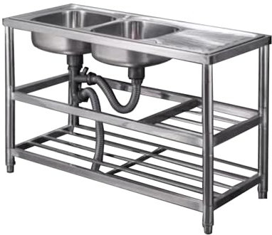 Catering Spüle Küchenspüle Doppel waschbecken Küche Edelstahl Universalspüle Spüle Arbeitsplatte integriert Größe 120 x 80 x 60 cm no-faucet für Restaurant (120 * 80 * 60)