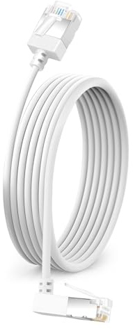 Flexible Cat6 Ethernet Cable 270° Upward Angle 8M, Gigabit UTP LAN Cable | Ultra Thin & Slim RJ45 Cat6a Network Cord, 10Gbps 550MHz Cat6 Internet Cord, for PC, Router, Windows (White)