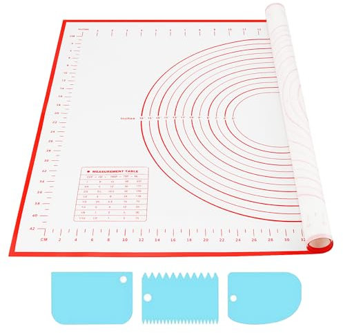 Tapete Silicona Horno,Tapete Cozinha,Tapete de Silicona,con 3 espátulas para masa, reutilizables, adecuadas para la preparación de masa, galletas, pizza, repostería, gominolas, etc