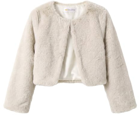 Bolerose Veste Boléro Fille Fausse Fourrure | Doublure Satin, Fermeture Invisible, Manches Longues, Coupe Courte, Chaleur Légère, 3-10 Ans, Pailleté ou Uni