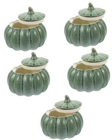 Ciieeo Sopera Calabaza 5 Piezas Copa De Calabaza Tazón De Sopa De Halloween Olla De Sopa Maceta De Cazuela Tazón Para Servir Té De Porcelana Tazón De Comida Cacerola Vajilla Cerámica