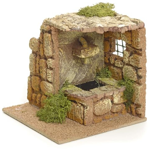 Krippenbrunnen, Holz und Kork, 14x14x14 cm
