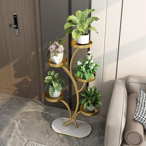 Supports de pots de fleurs extérieur, porte plantes d'intérieur, Métal porte plante interieur, support jardiniere balcon, meuble plante jardin, Diverses plantes peuvent être placées.(Gold,90cm)