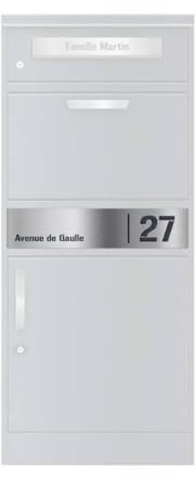 Metzler® Ersatz Gravurplatte für Paketbox Bispo 2 aus Edelstahl mit UV- und Witterungsbeständigkeit in Silber robust langlebig personalisierbar 10 Jahre Ersatzteilverfügbarkeit