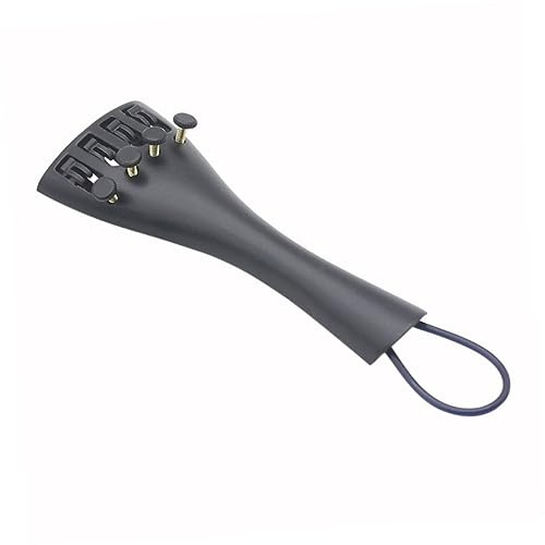 Geigensaitenhalter für 3/4 und 4/4 Violine, Ersatzteil Schwarz | Aluminiumlegierung und Kunststoff, 4 Feinjustierer mit Draht, Bereit zum Stimmen für Wartung