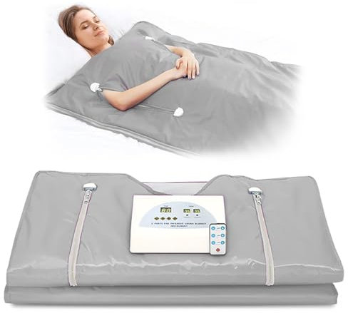 180 * 80cm 650W Infrared Sauna Blanket, Portable Sauna Blanket, Home Sauna Heated Blanket, Sauna Blanket, Sauna Accessories, for Fast Recovery, Detoxification (Grey)