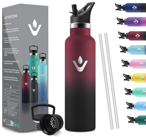 HoneyHolly Vakuum Isolerad Drickflaska i Rostfritt Stål 750 ml, Bpa-Fri Vattenflaska, Läckagesäker Termosflaska, Kolsyra, Lämplig För Skola, Sport, Cykel, Fitness, Utomhus