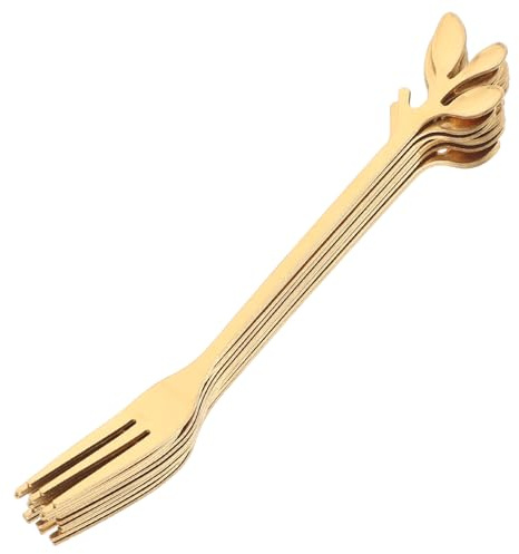 Amosfun 10pièces Mini Fourchettes Dorées Inox Légères Et Compactes Multifonctions Pour Fruits Desserts Et Café Transport Facile Pour Voyage