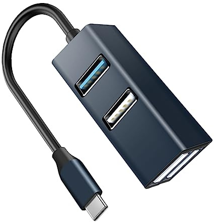 Hub USB Type-c 4 Porte in Lega di Alluminio, Trasmissione Veloce | Espansione Multiporta, Finitura Navy, per Computer e Telefono, Ufficio