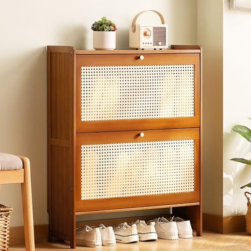 Genérico Zapatero Entrada Recibidor Zapatero Madera Estrecho - 24 cm Fondo Armario Madera 50 70 100 cm Ancho Zapateros con Cajon Respirable Ahorra Espacio(Brown,2 Drawer(50cm/5.9in))