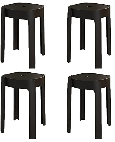 Stapelhocker aus Kunststoff, 4er-Set, moderne Esszimmerstühle mit X-Form-Verbindung & rutschfesten Fußpolstern, ideal für Zuhause, Küche, Büro, unterstützt bis zu 150 kg