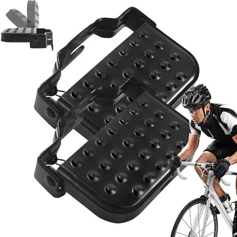 Cykling bakpedal – fotpinne för baksätet, halkfria plattor | kraftiga hopvikbara cykelpedaler i metall, 100 kg lastbärande cykeltillbehör, väg mountainbike pendling off road ridning support