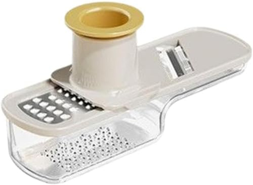 Smerigliatrice multifunzionale e affettatrice a mandolina, 3 in 1, mini taglia aglio e zenzero, trituratore e affettaverdure, strumento da cucina facile per casa e ristorante (bianco)