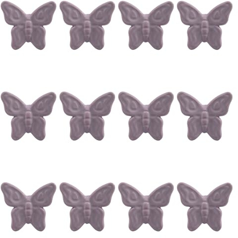 Gentile Ceramiche – Set 12 Farfalla in Ceramica con Calamita (5,5cm) Fatto a Mano, Made in Italy – Bomboniere, Segnaposto, Decorazioni (Viola Lilla)