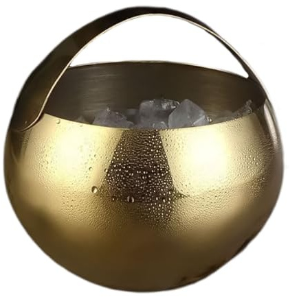 Isbehållare, Ishink i rostfritt stål, champagnehink, 2 liter, med bärhandtag, flerfärgad(Gold)