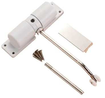 Chiudiporta Automatico Chiudiporta automatico regolabile, montaggio in superficie, resistente, a molla, for porte interne ed esterne(White)