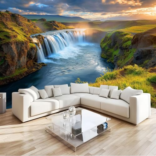 Multicolor Papel Pintado Hiperrealismo 250 X 175 Cm Bosque Cascada Fotomurale 3D, Fotomurales Pared Tejido No Tejido Murales Fotográfico - Moderno Decoración De Paredes