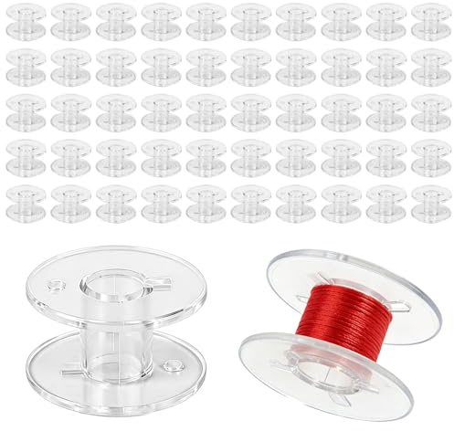 50 Pcs Canillas Maquina Coser, bobinas de Hilo para Maquina de cosers | canillas plástico transparente para accesorios de máquina de coser