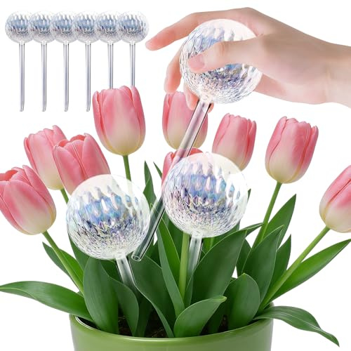 RoseFlower Bolas de riego Vaso，Plantas Naturales Interior y Exterior, Planta riego automático de Vacaciones macetas autorriego