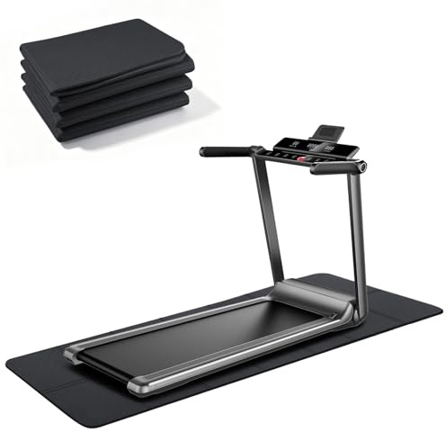 Tapis de protection de sol, pliable, 183 x 61 cm, 6 mm, en PVC, pour tapis de course, vélo d'appartement et équipements de fitness, protège les sols contre les vibrations et le bruit, antidérapant et