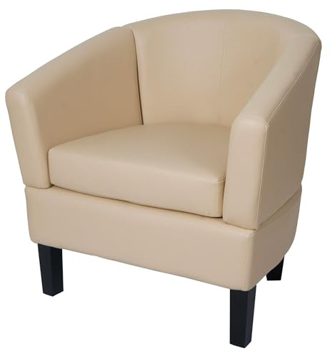 Mendler Lounge-Sessel HWC-O17AM FSC®-Zertifiziert Kunstleder - Creme | Sessel, Clubsessel, Cocktailsessel