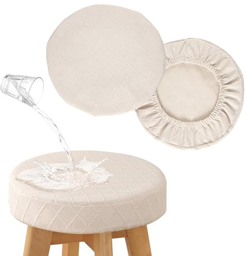 YISUN wasserdichte Stretch Hockerbezug Rund 2er Set Stuhlbezüge 30-38cm | Elastische Hussen für Stühle Abnehmbarer Waschbarer Hocker Bezug für Barhocker Bürostühle Esszimmerstühle Schminkhocker