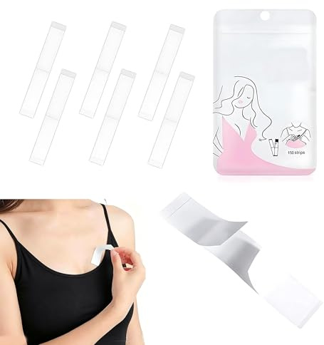 LEOUEANR - 150 bandes adhésives double face pour le corps, bandes transparentes pour vêtements et peaux sensibles, bandes adhésives ultra-puissantes pour tenues (respirantes)