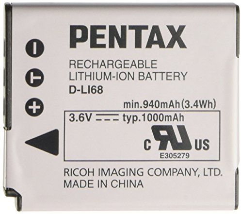 Pentax D-LI68 Lithium-Ion 1000mAh batterie rechargeable - Batteries rechargeables (1000 mAh, Lithium-Ion (Li-Ion), Blanc)