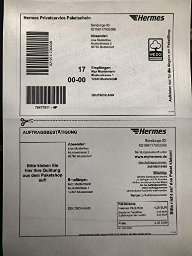 100 Stück HERMES Etiketten/Versandetiketten für Online-Paketschein (selbstklebend)