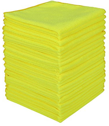 Wipela (24-Pack) 350gsm 15.7 x 15.7 Microfiber Cleaning Cloth Clean Kitchen Household Automobile and Furniture for dust Removal scrubbing polishing and Drying (Yellow Color)