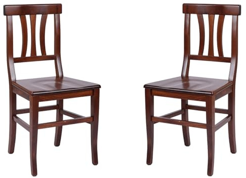 Liberoshopping Chaises de Cuisine Laura en Bois Massif avec Assise en Bois Set 2 (Noyer)