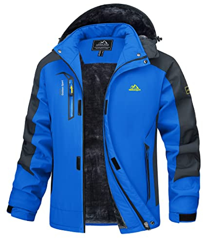 MAGCOMSEN Winterjacke Herren Warm Gefüttert Skijacke Wasserdicht Regenjacke Snowboardjacke Outdoor Funktionsjacke Arbeitsjacke mit Abnehmbarer Kapuze
