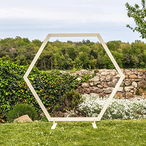 SKYLANTERN Mariage Arche - Arche Mariage Bois Hexagonale 1,60 M - Arche en Bois pour décoration de Mariage - Arche Kit pour Ceremonie Laique - Montage Facile - Stock en France
